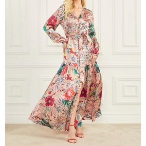 Guess Floral Paisley Maxi Dress in Pink, Red, Green, Blue